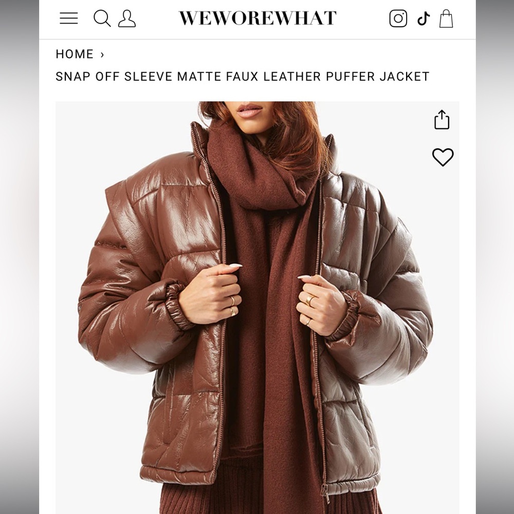 WEWOREWHAT Snap Off Sleeve Matte Faux Leather Puffer Jacket Size XS